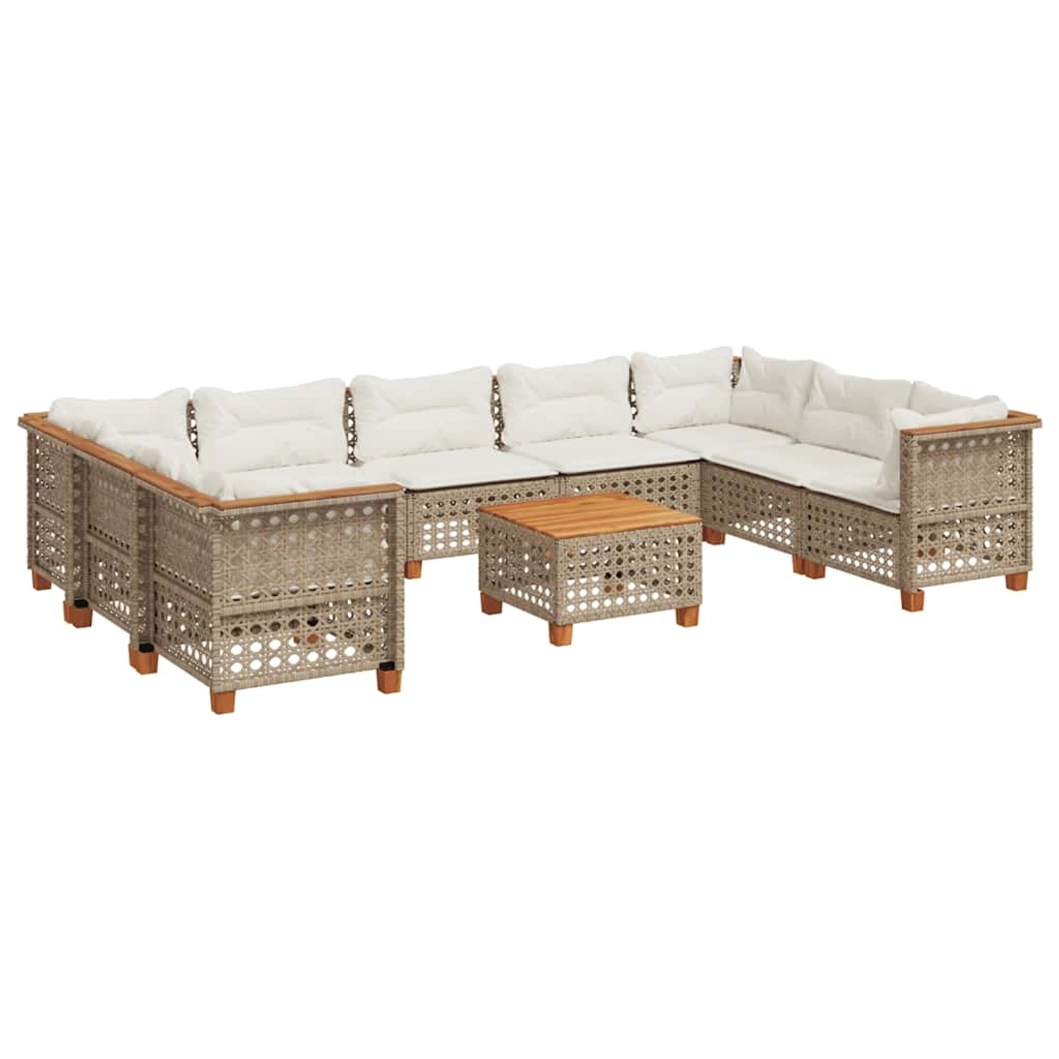 vidaXL 10-Tlg Garten-Sofagarnitur mit Kissen Beige Poly Rattan 3261988 günstig online kaufen