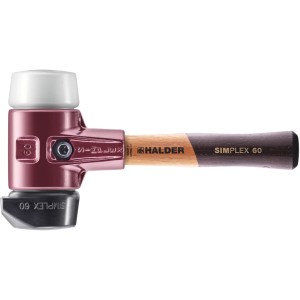 Halder Simplex Schonhammer Ø 60 mm Gummi Schwarz Superplastik mit Standfuß Kurzer Stiel mit Tempergussgehäuse