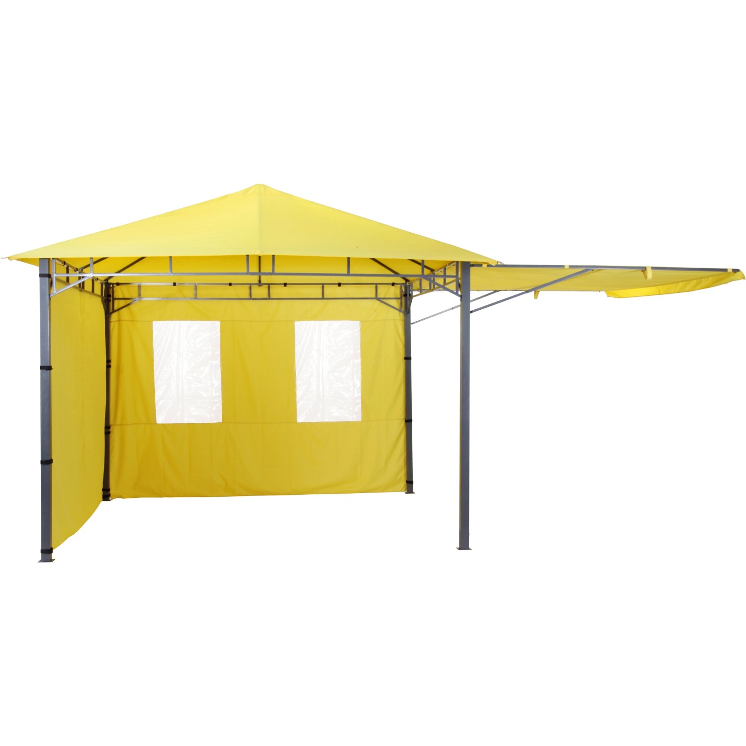Gelbes Seitenteil-Set Lehua/Waya (2 Stk.) für Pavillons: 1x geschlossen, 1x mit Fenster.