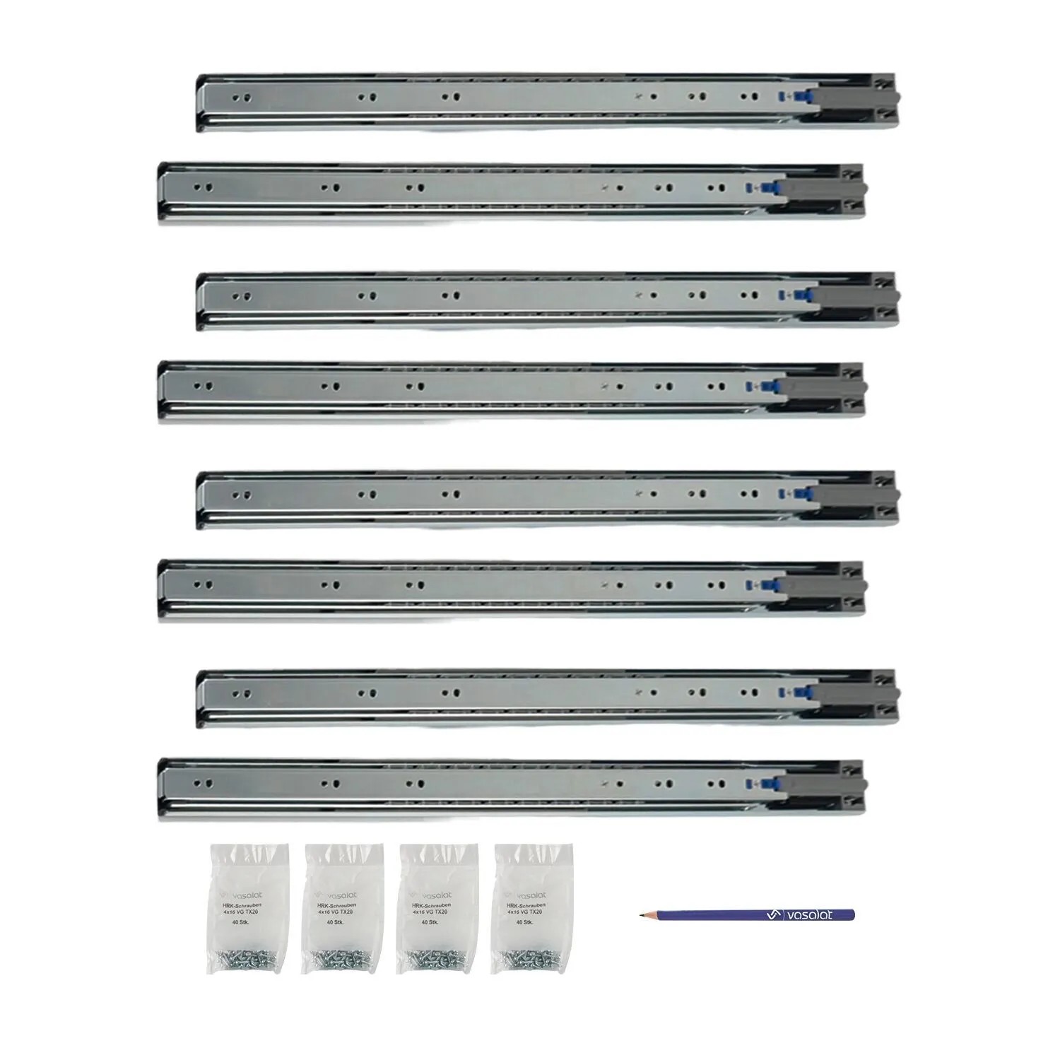 vasalat Kugelauszug 550mm Softclose Kugelführung - Vollauszug mit Dämpfung - 4 Paar