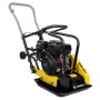 Gelbe Güde Rüttelplatte GRP 60E, eine Baumaschine zum Verdichten von Flächen.