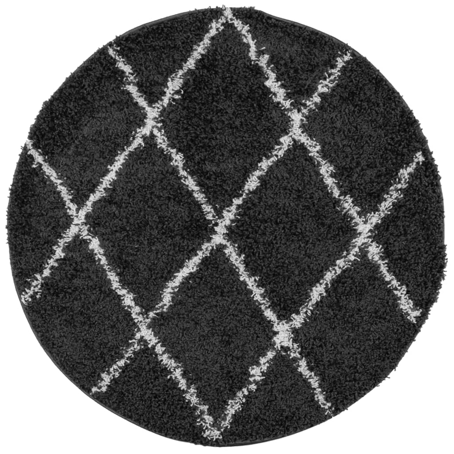 vidaXL Teppich Shaggy Hochflor Modern Schwarz Und Creme  120 Cm 1954690 günstig online kaufen