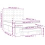 vidaXL Boxspringbett dunkelgrau 140x190cm mit Matratze, Bank und Maßen.