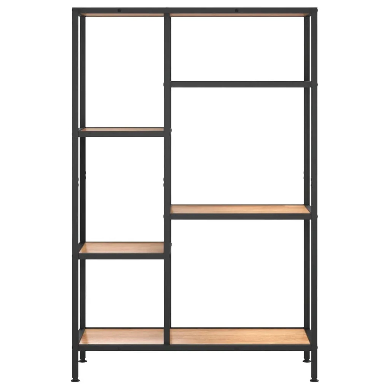 VidaXL Bücherregal, 80x30x120 cm, Stahl/Holzwerkstoff, hellbraun/schwarz. Wandregal mit mehreren Fächern.