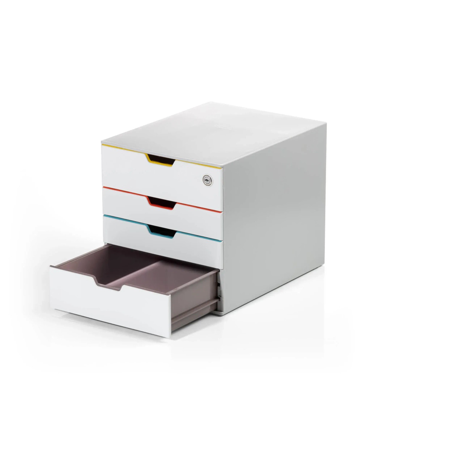 Durable Schubladenbox Varicolor Mix Safe mit 4 Fächern, mehrfarbig und abschließbar.