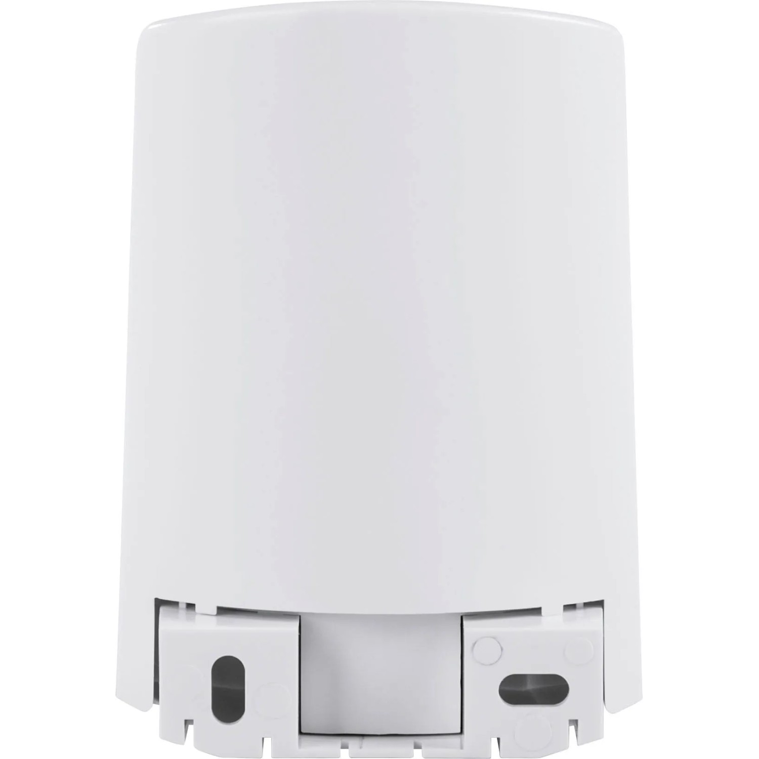 Weißer, zylindrischer Homematic IP Lichtsensor für außen mit Montagevorrichtung. Ideal für Smart Home.