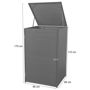 Proregal Mülltonnenverkleidung HxBxT 110x65x66 cm Poly-Rattan 120L Braun Mülltonnenbox Mülltonnenabdeckung