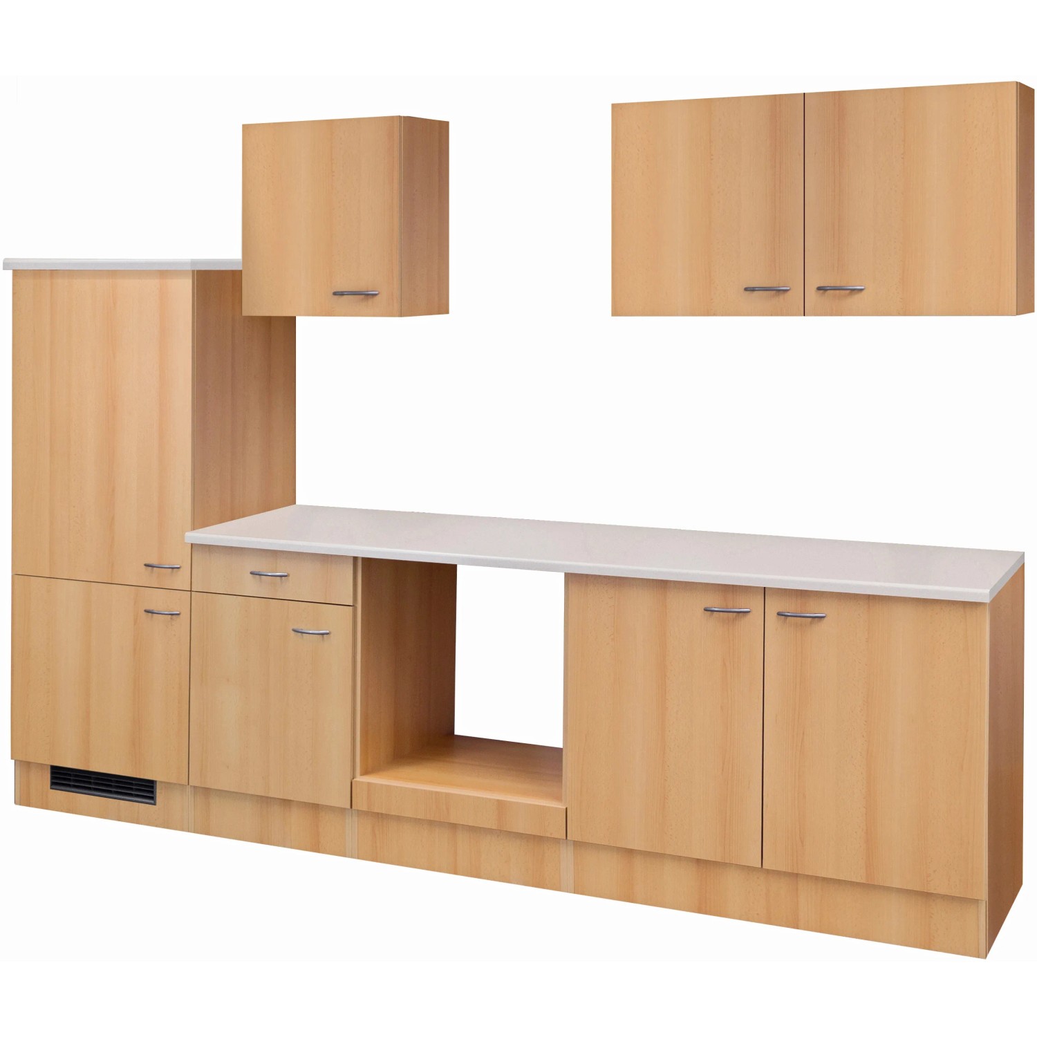Flex-Well Classic Küchenzeile Nano 270 cm ohne E-Geräte Buche Nachbildung