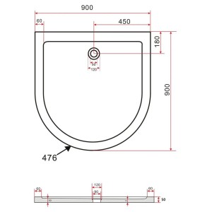 Glasdeals Duschwanne Duschtasse Acryl für U Duschen 5 x 90 x 90 cm 3910