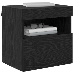 vidaXL TV-Wandregal in Schwarz Eichen-Optik, 40x30x40 cm, mit Tür und Regalen.