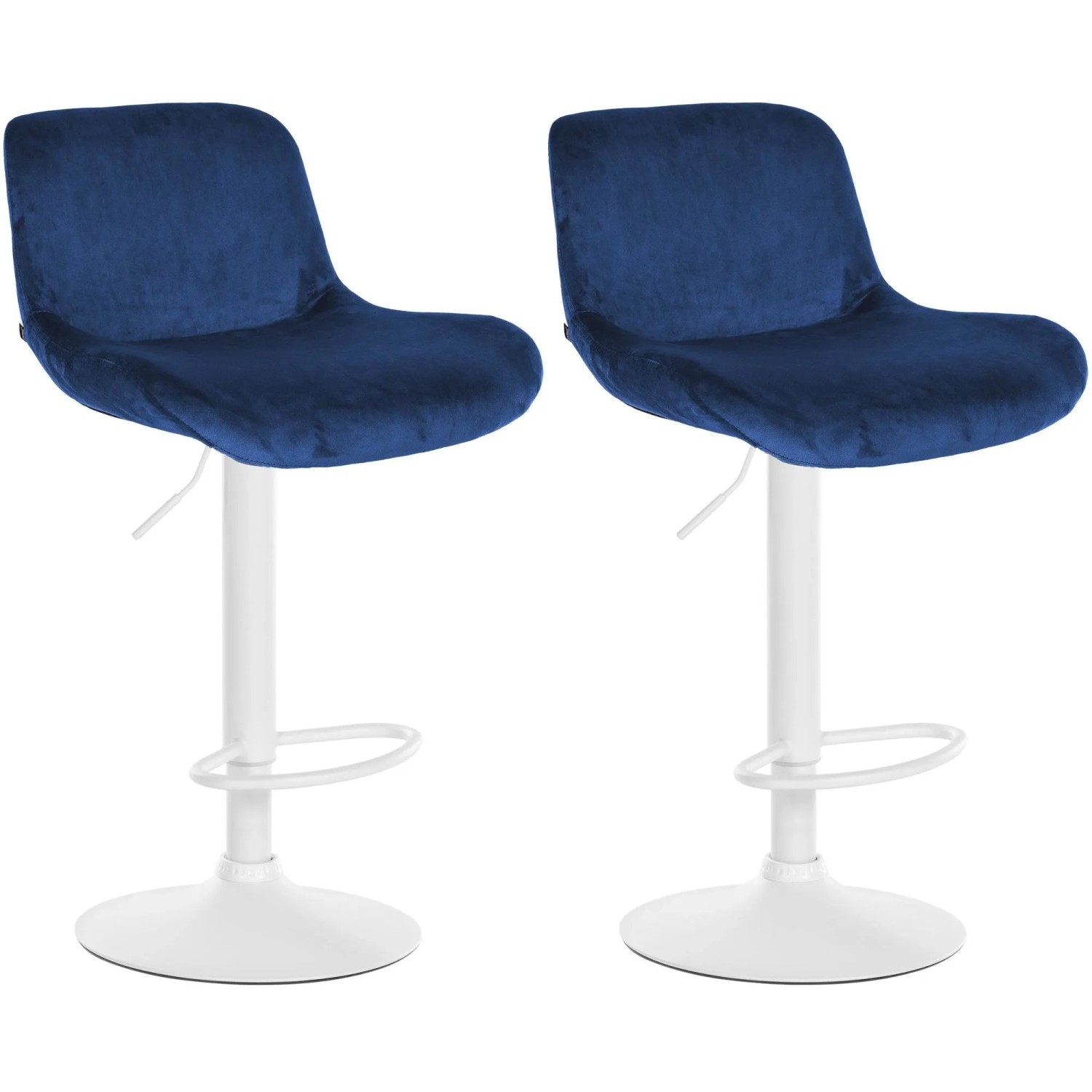 DELUKE 2er Set Barhocker PONOR Samt Blau 50x50x85cm Weiß Barstuhl Höhenverstellbar Mit Lehne Drehbar Tresenhocker Tresenstuhl