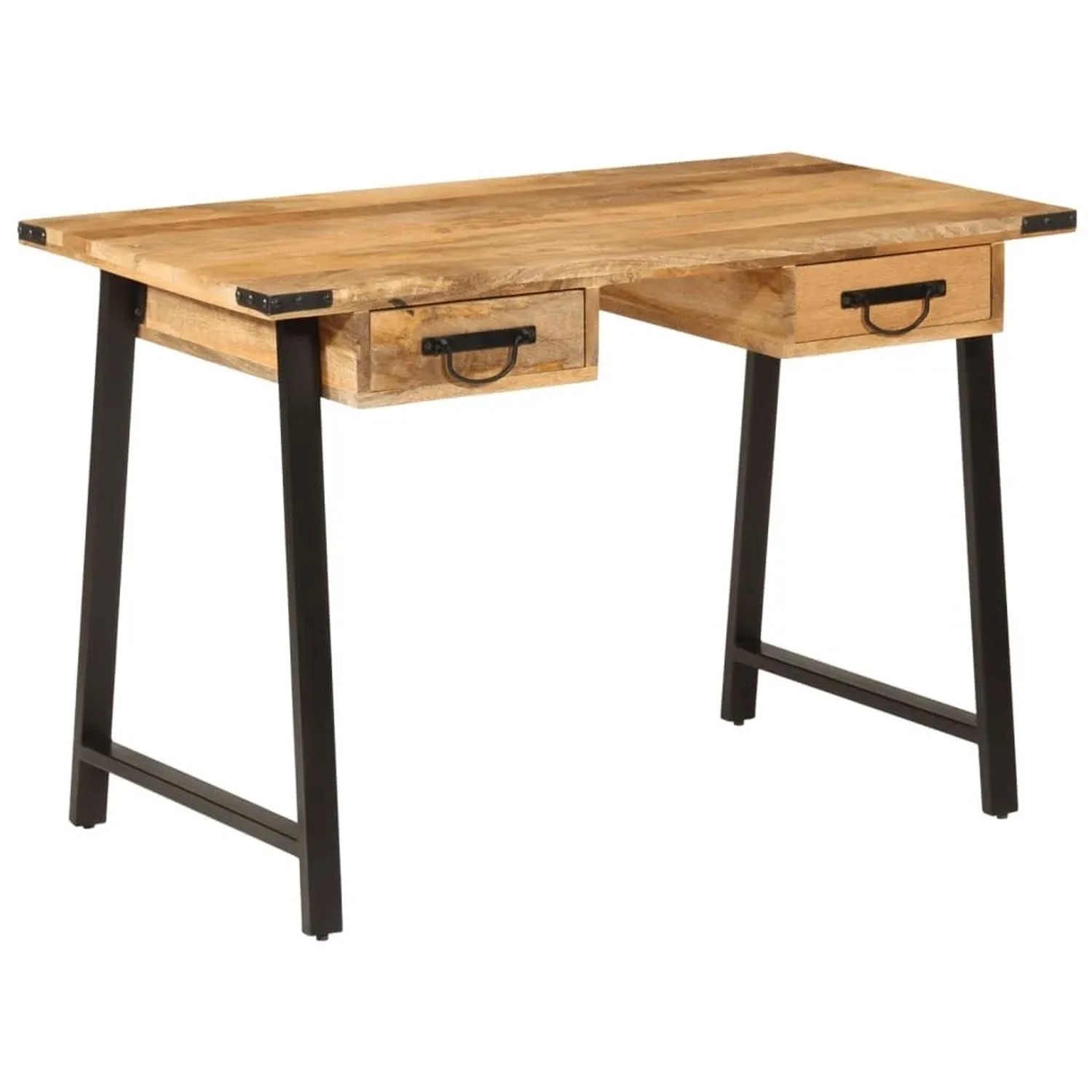 vidaXL Schreibtisch mit Schubladen 105x55x70 cm Massivholz Mango Eisen 372733