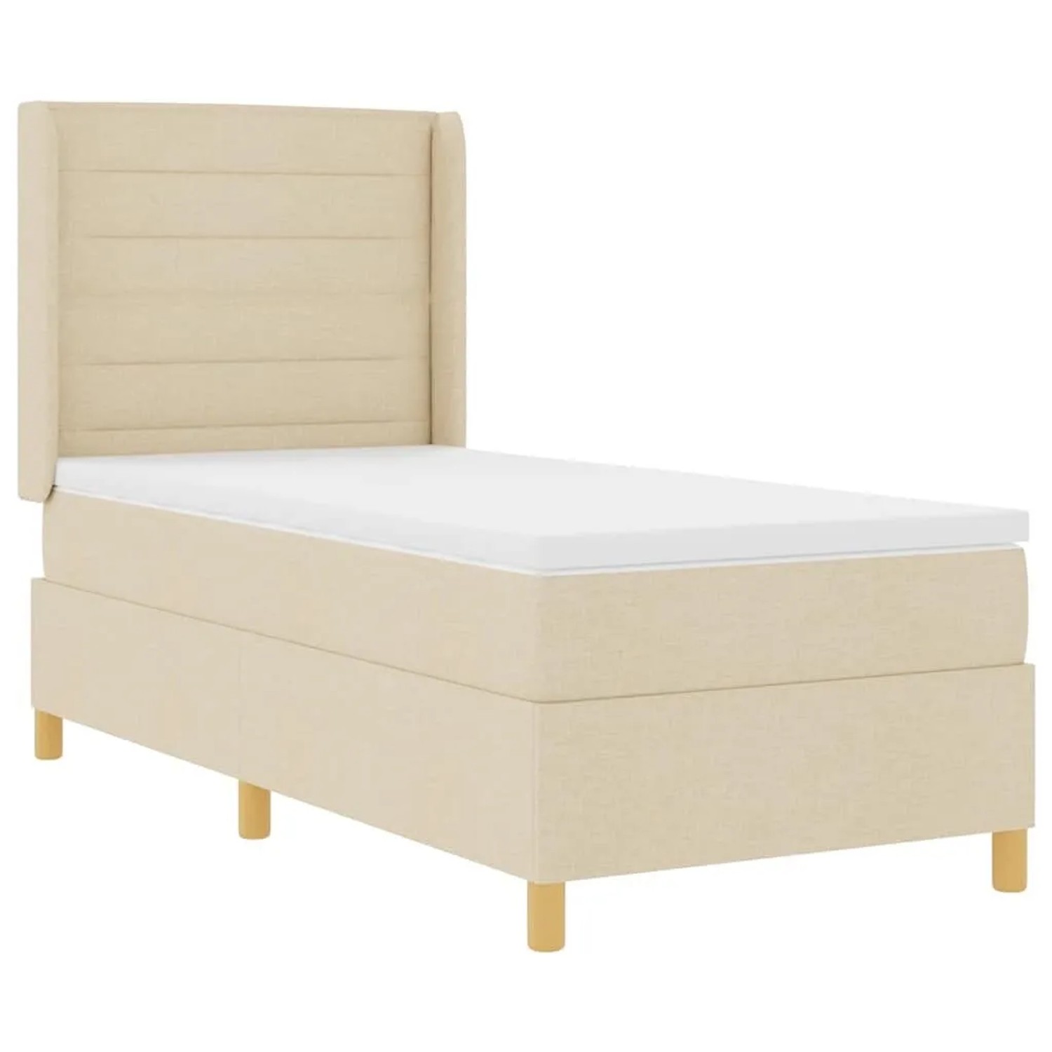 vidaXL Boxspringbett mit Matratze mit Kopfteil Creme 80 x 200 cm Stoff 3343600