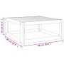 vidaXL Gartenmöbel: Tisch aus Massivholz, Teil des 5-tlg. Lounge-Sets, mit Maßangaben.