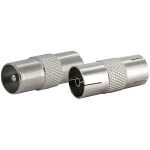 Schwaiger IEC Adapter Set, silberfarbene Antennenkabel Verbinder aus Metall.
