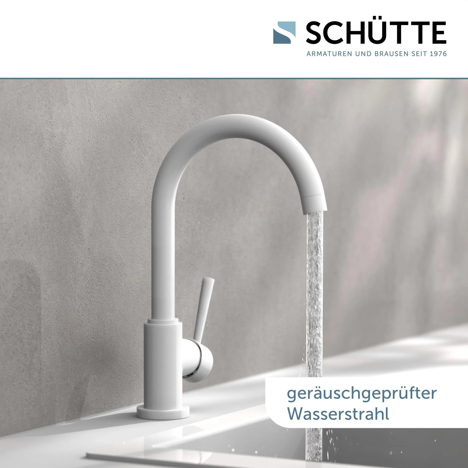 Schütte Spültischarmatur Cornwall, Weiß Matt, mit laufendem Wasser.