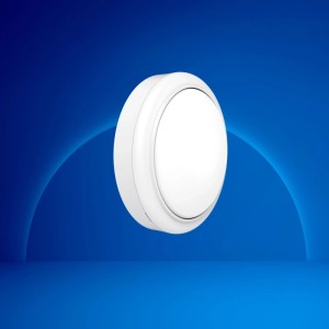 Runde, weiße Philips Projectline Wandleuchte mit Sensor, 15W, für Innen- und Außenbereiche.