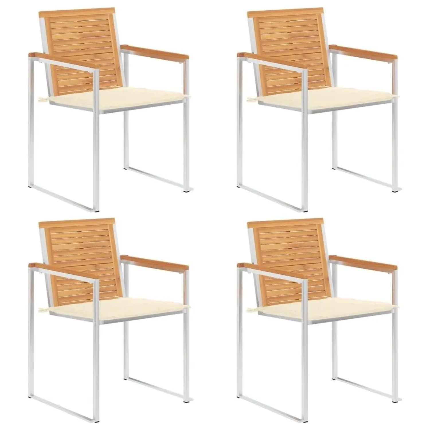 vidaXL 4 Stk Gartenstühle mit Kissen Massivholz Teak 3078556 günstig online kaufen