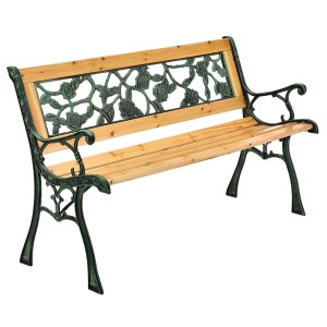 Juskys 2-Sitzer Gartenbank Venezia aus Holz und Gusseisen mit Rosenmuster.