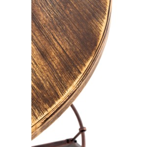 Detailansicht der runden Tischplatte des CLP Stehtisches Malita Bronze aus Holz mit gebürsteter Bronze-Optik.