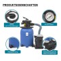 Wiltec Sandfilteranlage mit Pumpe, Filterkessel, Manometer und Ventilen.