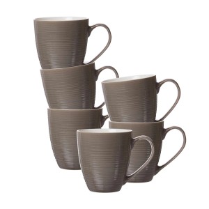 6er Set Ritzenhoff & Breker Suomi Jumbobecher in Taupe, 550ml, Geschirr mit Reliefmuster.