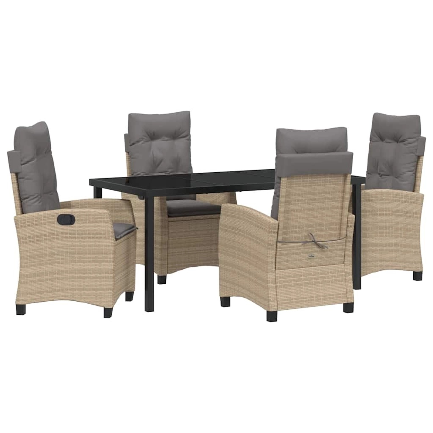 vidaXL 5-Teiliges Gartentisch-Set mit Kissen Beige Poly Rattan 3380403 günstig online kaufen