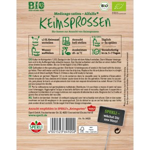 Sperli Bio-Keimsprossen Alfalfa Samenpackung für Sprossenanzucht.