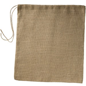 Klassischer Jutesack in Naturfarbe mit Kordelzug. Ideal für Ordnungssysteme im Garten.