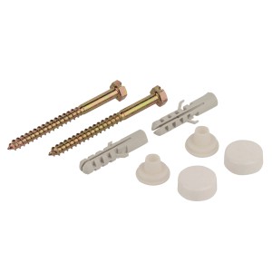 Kirchhoff Befestigungssatz für Stand-WC mit Sechskant Schrauben M6 x 70 mm und Abdeckkappen, weiß.