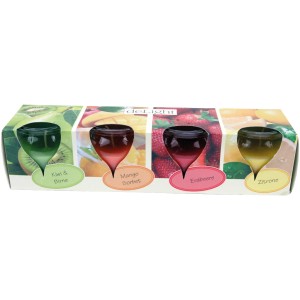 HS Candle Duftkerzen Selection 12er Pack Fruit Selection mit Kiwi, Mango, Erdbeere und Zitrone.