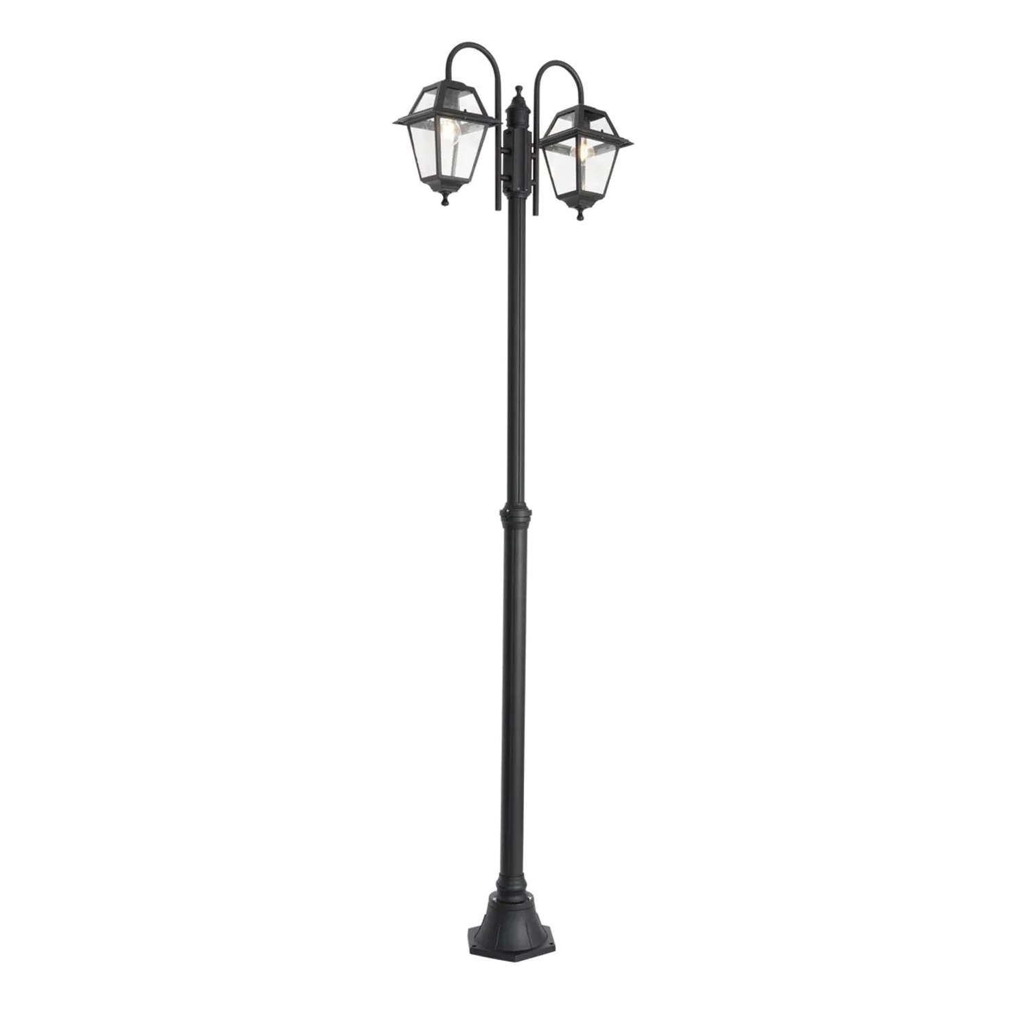 Qazqa Klassische Außenlaterne Schwarz 235 Cm 2-Licht IP44 Berta