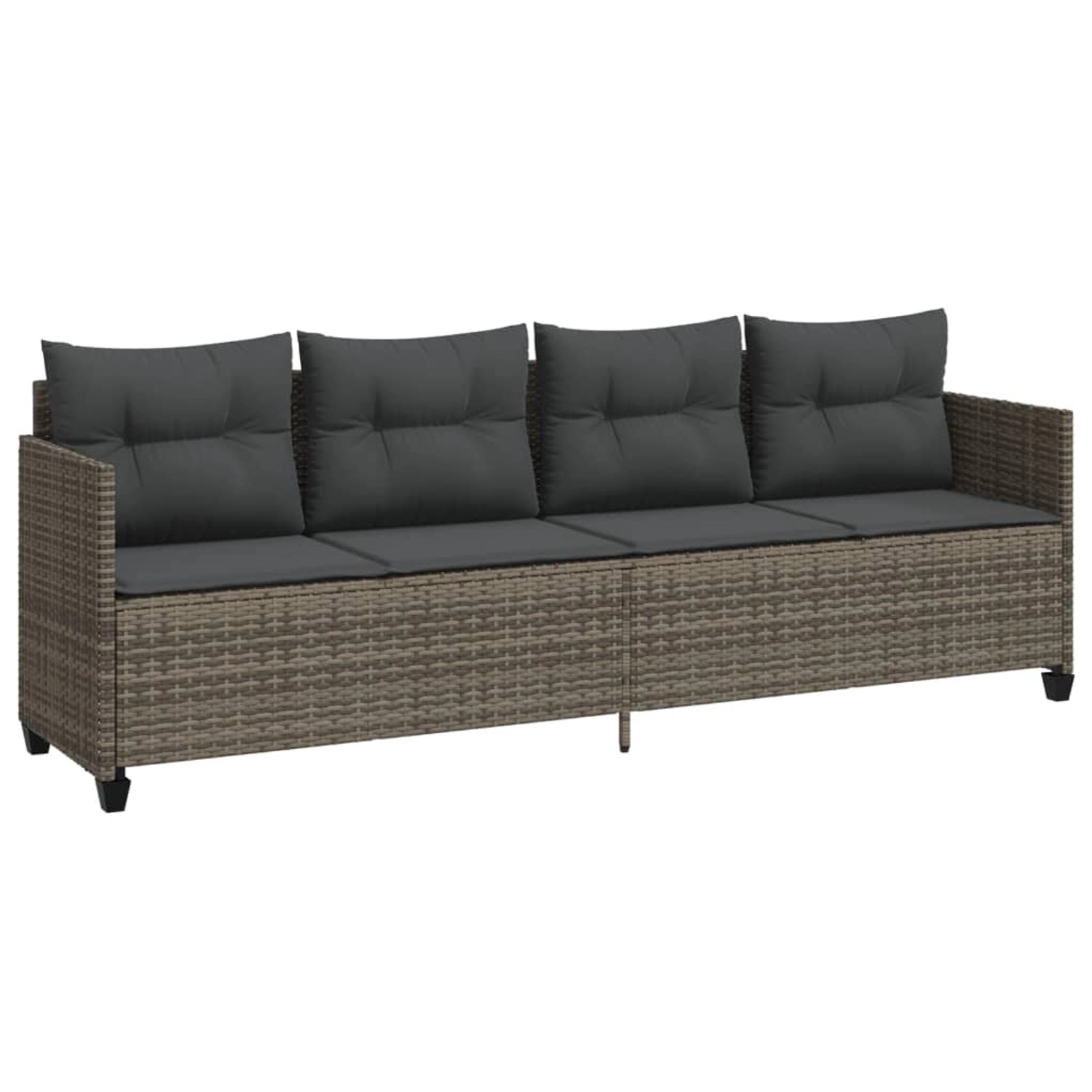 vidaXL Sonnenliege mit Kissen Grau Poly Rattan 368328