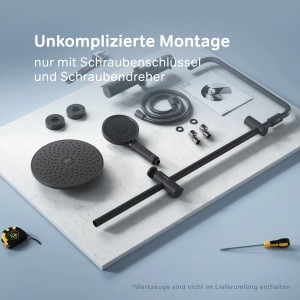 AM.PM X-Joy Duschsystem, Thermostat-Brausearmatur, Regendusche, Duschset, Schwarz.
