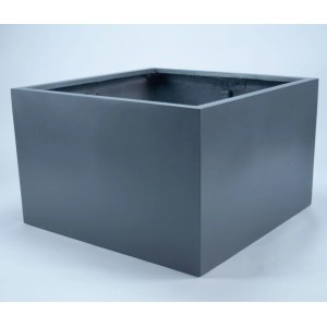 Elegant Einrichten Pflanzkübel Fiberglas Niedrige Quadratisch 80x80x50cm Anthrazit-Metallic