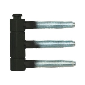 SFS Einbohrband Steckband 3-teilig aus schwarzem Stahl, 61 mm hoch, mit drei Gewindebolzen für Türen.