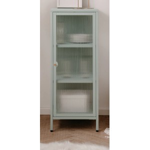 Furn.Design Vitrine Metall Mintgrün 40 x 102 cm 1-türig 3 Fächer Maram