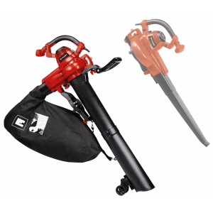 Einhell Elektro-Laubsauger GC-EL 3000 E mit Fangsack, rotes Gehäuse. Laubbläser für Garten und Hof.