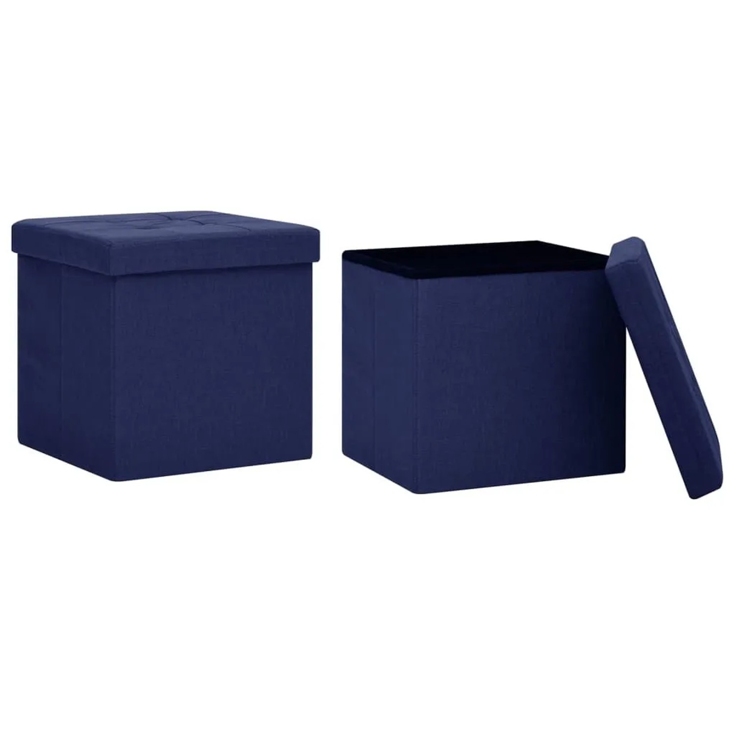 vidaXL Hocker mit Stauraum 2 Stk Blau Leinenoptik 338776