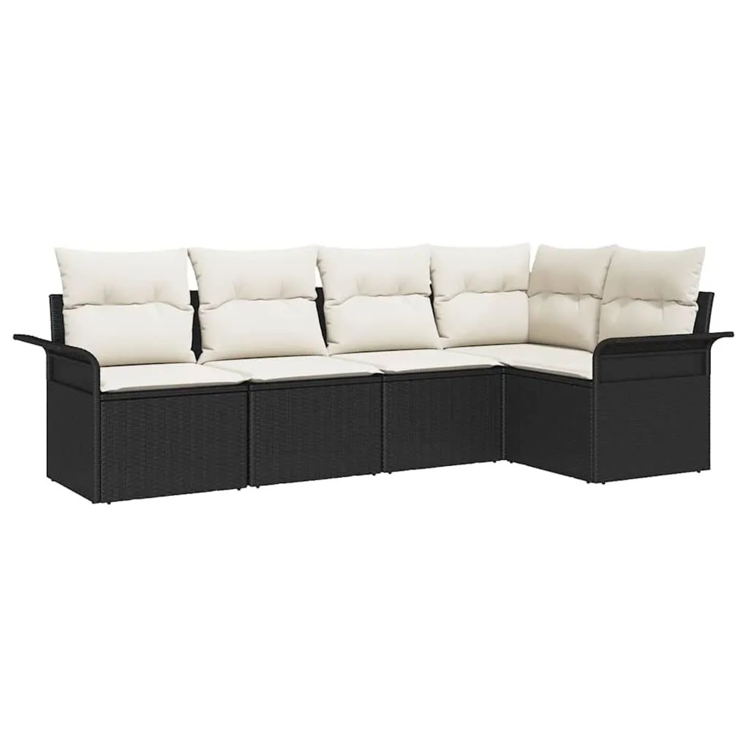 vidaXL Gartensofa-set mit Kissen 5-Tlg Schwarz Poly-Rattan 3345357 günstig online kaufen