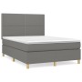 Dunkelgraues vidaXL Boxspringbett 140x190 cm mit Matratze und Kopfteil.
