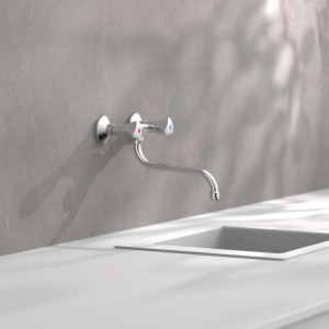 Schütte Wand-Spültischarmatur Cesti Chrom, Zweigriffmischer für die Küche.