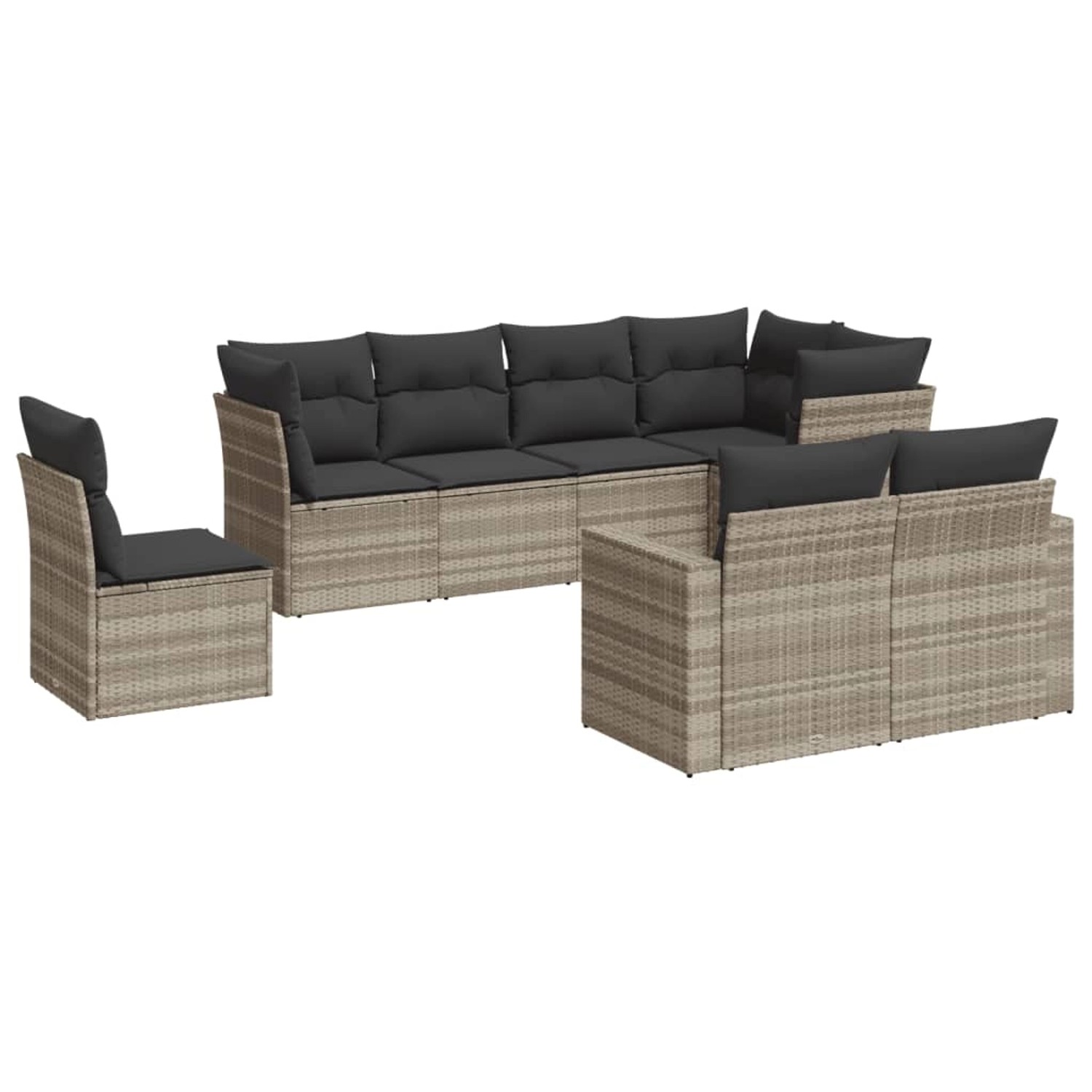vidaXL 8-Tlg Garten-Sofagarnitur mit Kissen Hellgrau Poly Rattan 3219232 günstig online kaufen