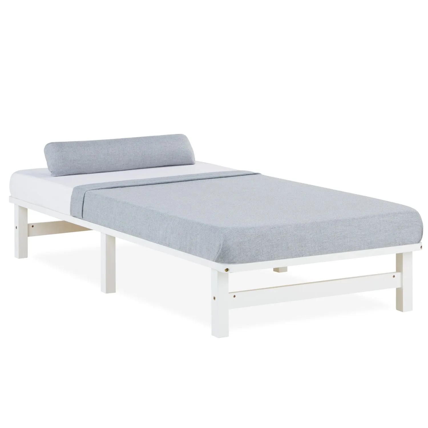 Homestyle4u Palettenbett 90x200 mit Lattenrost in Weiß 1965