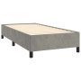 Hellgraues vidaXL Boxspringbett 90x200 cm mit Lattenrost und schwarzen Füßen.