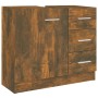 vidaXL Waschbeckenschrank in Räuchereiche, Badmöbel mit Schubladen und Fach, 63x30x54 cm.