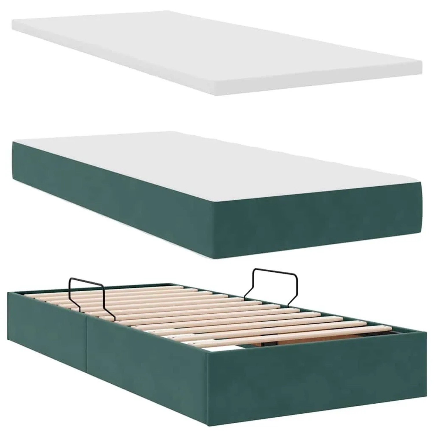 vidaXL Bett mit LED-Lichtleisten Dunkelgrün 200 x 200 cm Samt 3371618_10
