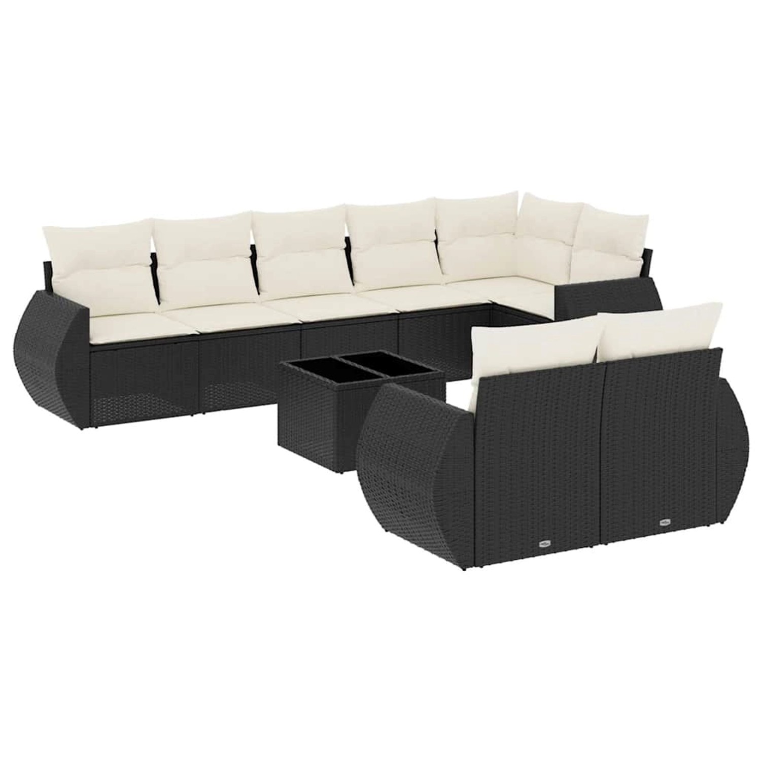 vidaXL 9-Tlg Garten-Sofagarnitur mit Kissen Schwarz Poly Rattan 3253963 günstig online kaufen