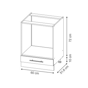 Vicco Herdumbauschrank Fame-Line, hellblau-grau/Eiche, 60 cm, Küchenschrank für Einbauherd.