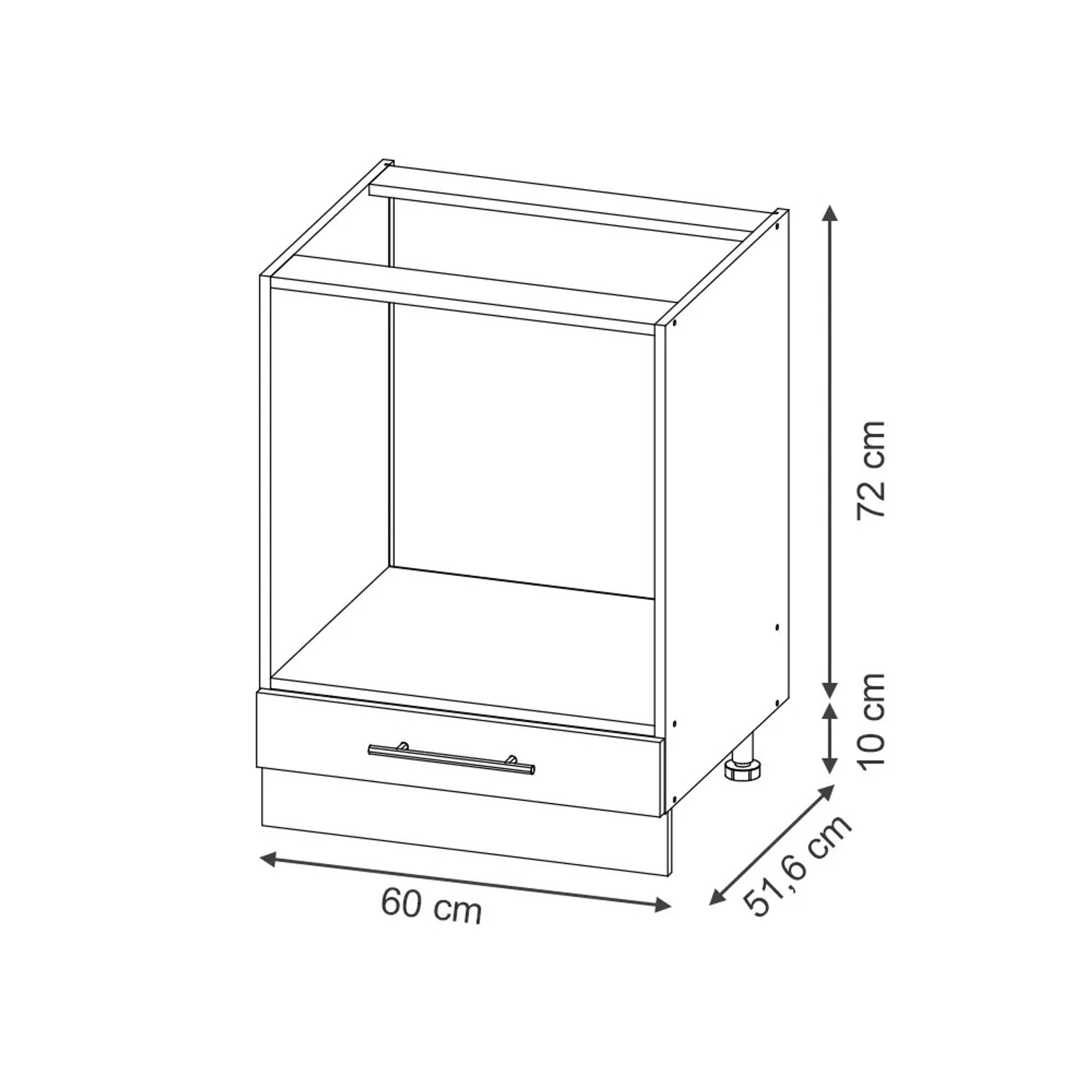 Vicco Herdumbauschrank Fame-Line, hellblau-grau/Eiche, 60 cm, Küchenschrank für Einbauherd.